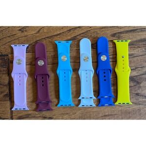 6 Pack Silicone Sport Bands for Apple Watch 38mm 40mm Multi Color Bundle Set